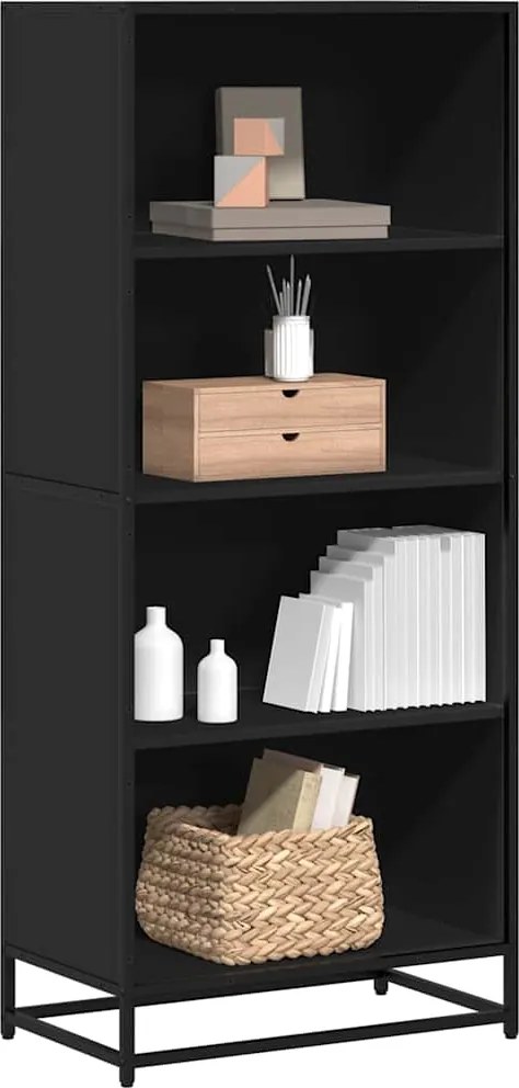 3300840 vidaXL Библиотека, черна, 60x35x139 см, инженерно дърво