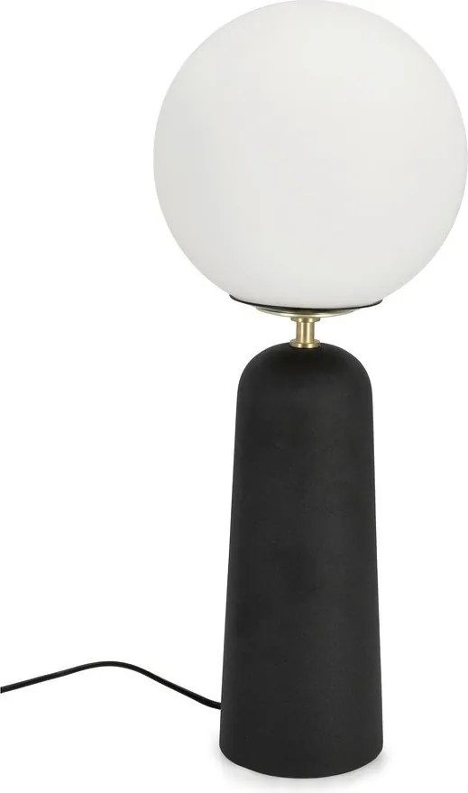 Черна метална настолна лампа със стъклен абажур (височина 51 cm) Delphine – Bizzotto