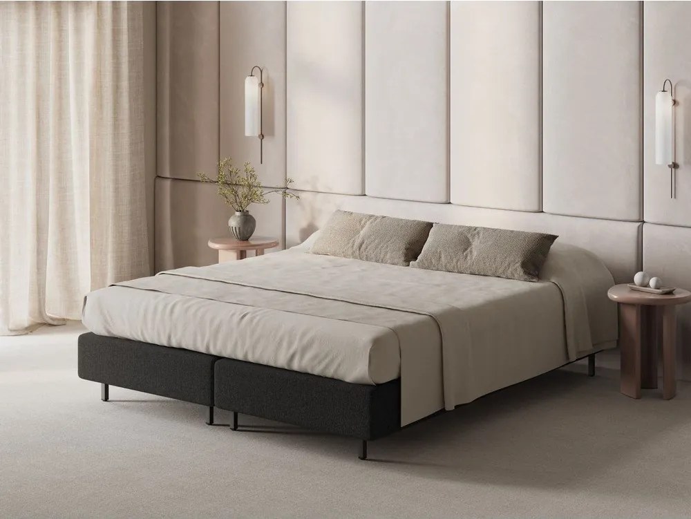 Черно тапицирано единично легло без табла 90x200 cm Whale – Micadoni