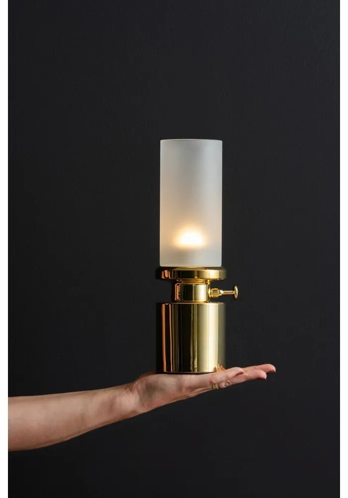 LED затъмняваща се настолна лампа в златисто с метален и стъклен абажур (височина 29,5 cm) Camp – Leitmotiv