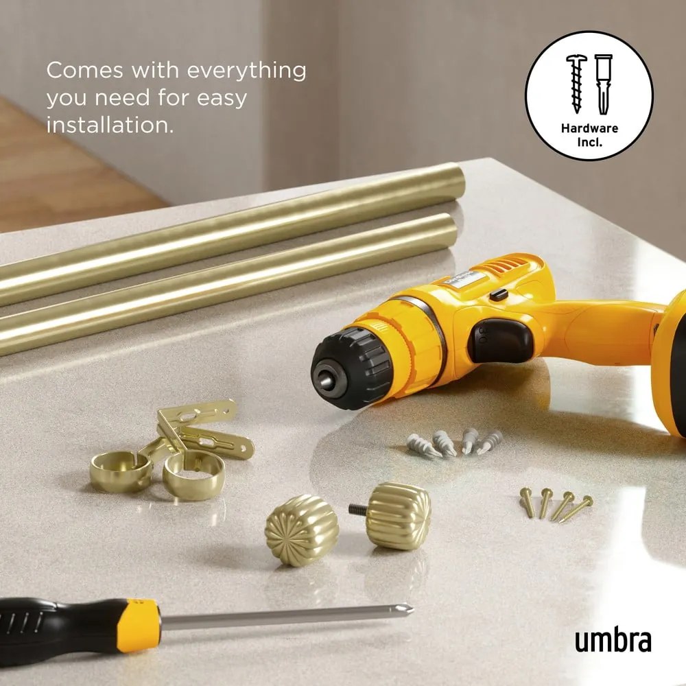 Стоманен разширяем прът за завеси в златист цвят 91 - 168 cm Cleo – Umbra