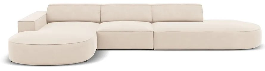 Ъглов диван от бежово кадифе (ляв ъгъл) Jodie - Micadoni Home