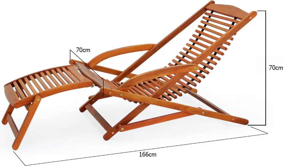 Сгъваем градински шезлонг 166 x 70 x 70 cm с облегалка за глава