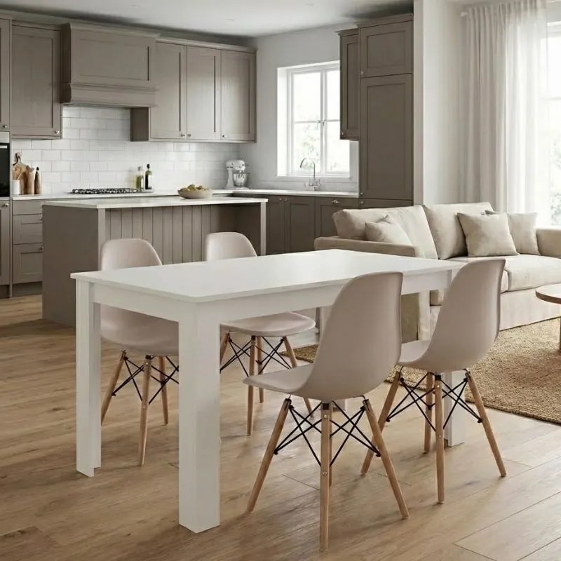 Трапезен комплект 5 части Darlen - Nova TopMebel в бял цвят - капучино 125x72x74cm