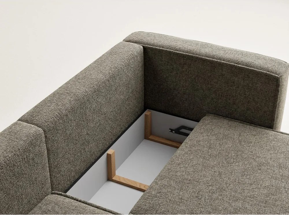 Кафяв шенилов сгъваем/с място за съхранение ъглов диван (ляв ъгъл) Velto – Maison de Rêve