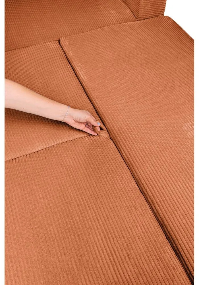 Оранжев сгъваем ъглов диван от рипсено кадифе (десен ъгъл/"U" форма) Tori – Bonami Selection