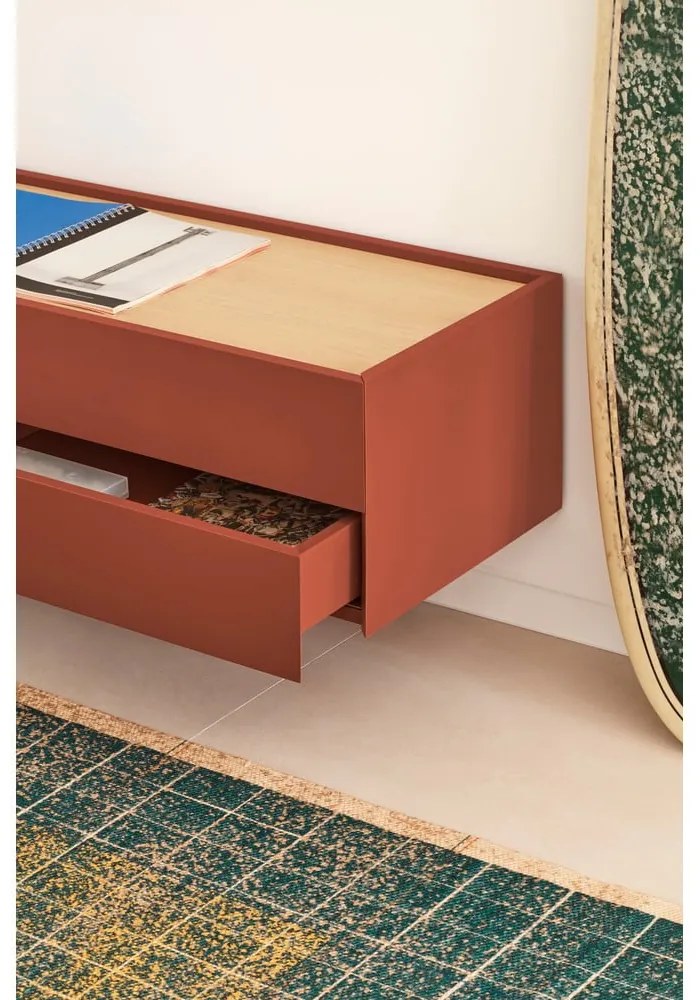 Масичка за телевизор в цвят тухла и естествен дъб 180x45 cm Otto - Teulat