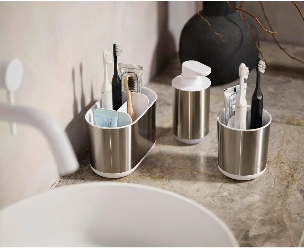 Диспенсер за сапун от неръждаема стомана в сребрист цвят 300 ml Duo Steel – Joseph Joseph