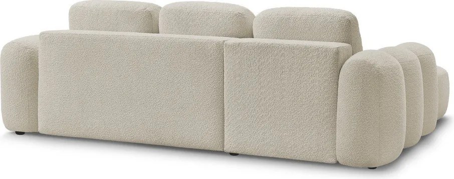 Бежов сгъваем/с място за съхранение ъглов диван от прежда с примки от букле (ляв ъгъл) Montaigne – Bobochic Paris