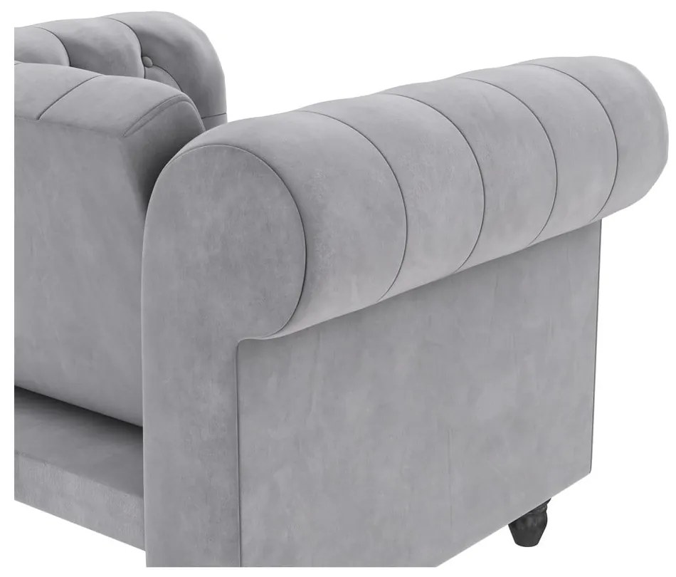 Светлосиво кадифено кресло Chesterfield Felix – Støraa