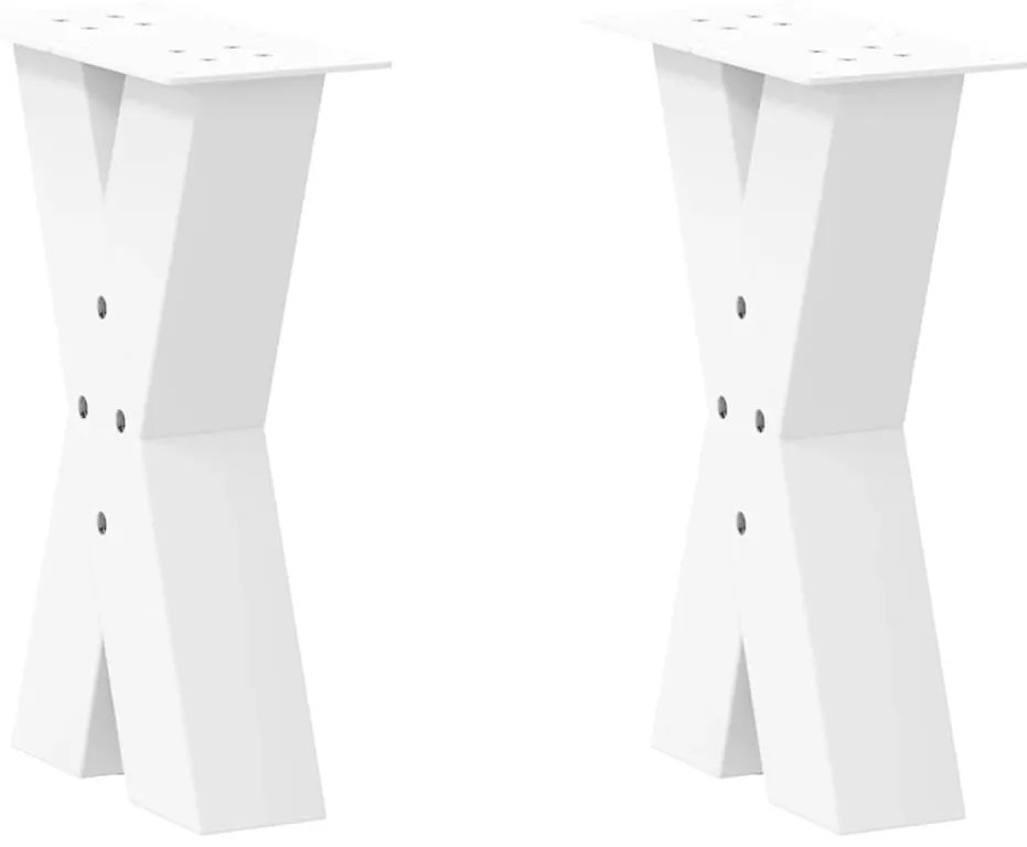 4012953 vidaXL Крака за масичка за кафе, X-образни, 2 бр., бели, 38 x (42-43) см, стомана