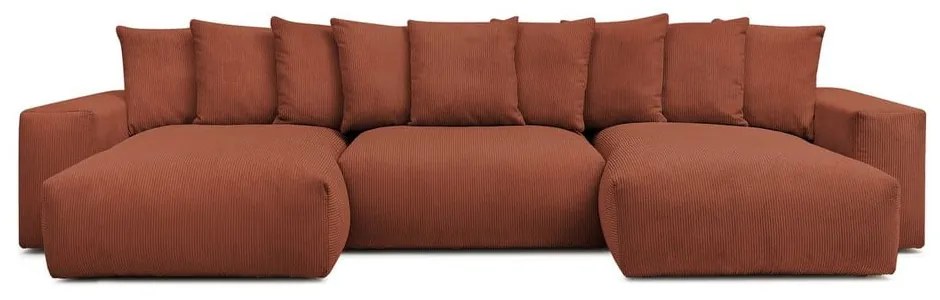Ъглов диван от рипсено кадифе в тухлен цвят Voltaire – Bobochic Paris