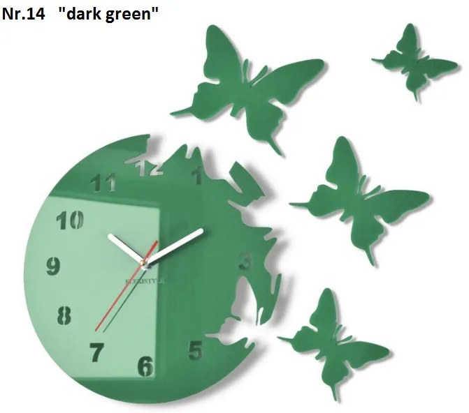 Самозалепващ се стенен часовник с мотив на пеперуда Злато