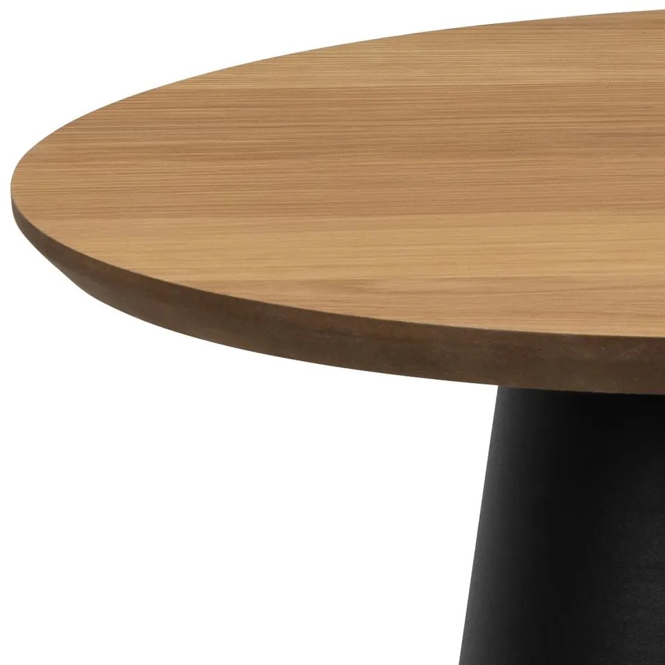 Кръгла масичка за кафе в черен и естествен цвят с дъбов плот ø 45 cm Soli - Actona