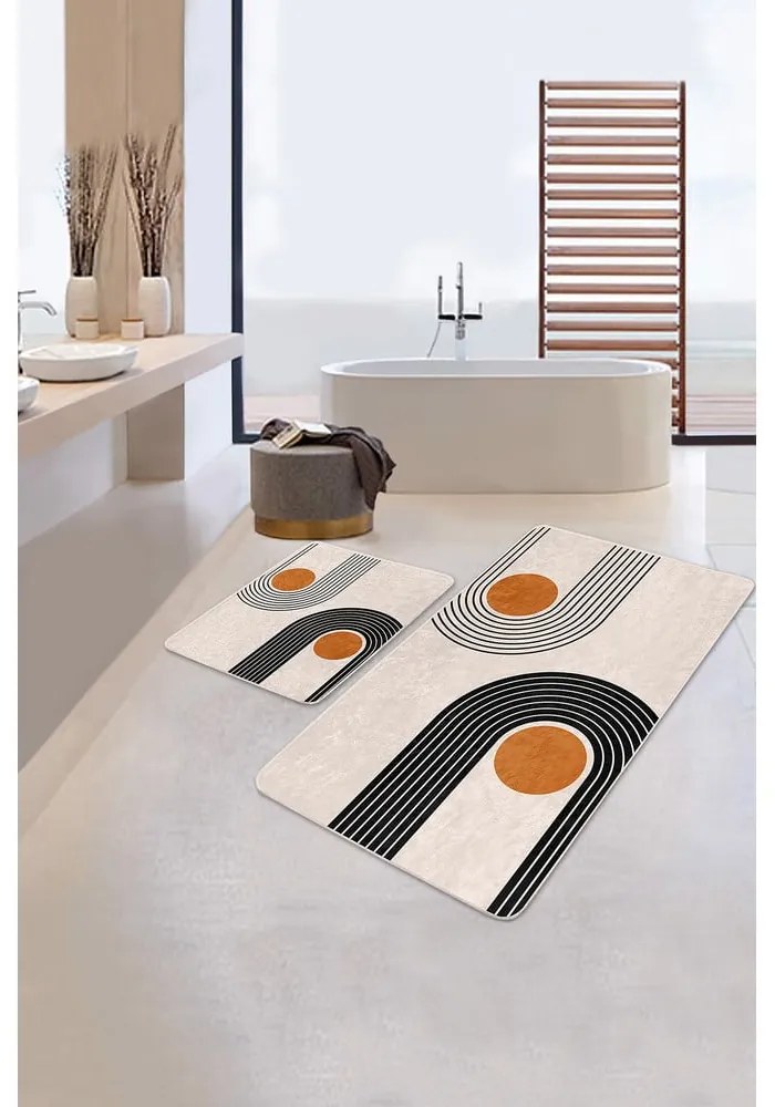 Бежови кадифени постелки за баня в комплект от 2 бр. 60x100 cm Dot Arch – Mila Home
