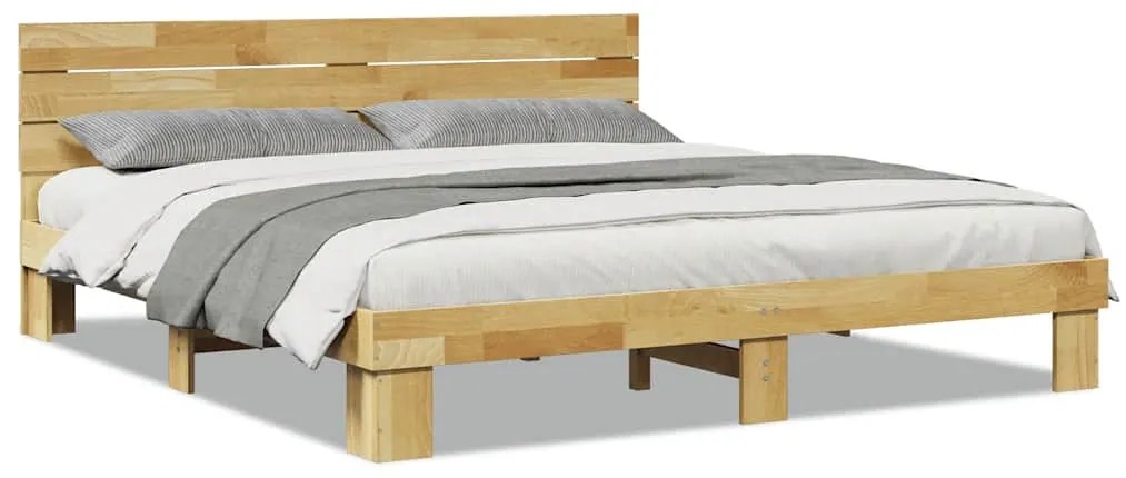 3315726 vidaXL Рамка за легло с табла без матрак 200x200 см дъб масив