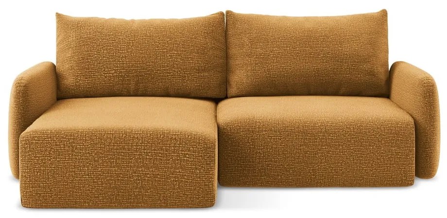 Оранжев разтегателен ъглов диван с място за съхранение (ляв ъгъл) Kalena – Makamii