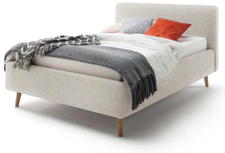 Бежово двойно легло 140x200 cm тапицирано с място за съхранение с включена подматрачна рамка Mattis – Meise Möbel