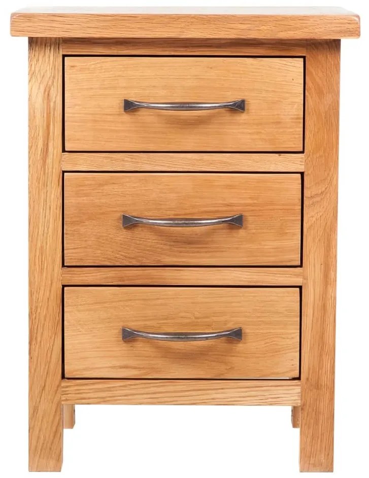 241674 vidaXL Нощно шкафче с 3 чекмеджета, 40x30x54 см, дъбов масив