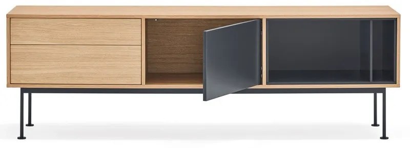 Антрацитно сив ТВ скрин с дъбов фурнир Yoko - Teulat