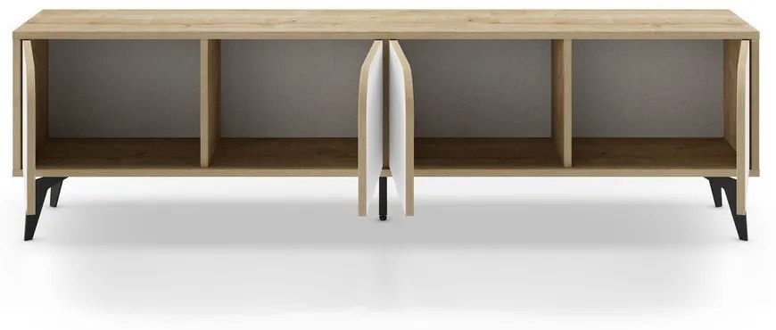 Масичка за телевизор с дъбов декор в бял и естествен цвят 180x51 cm Nola - Marckeric