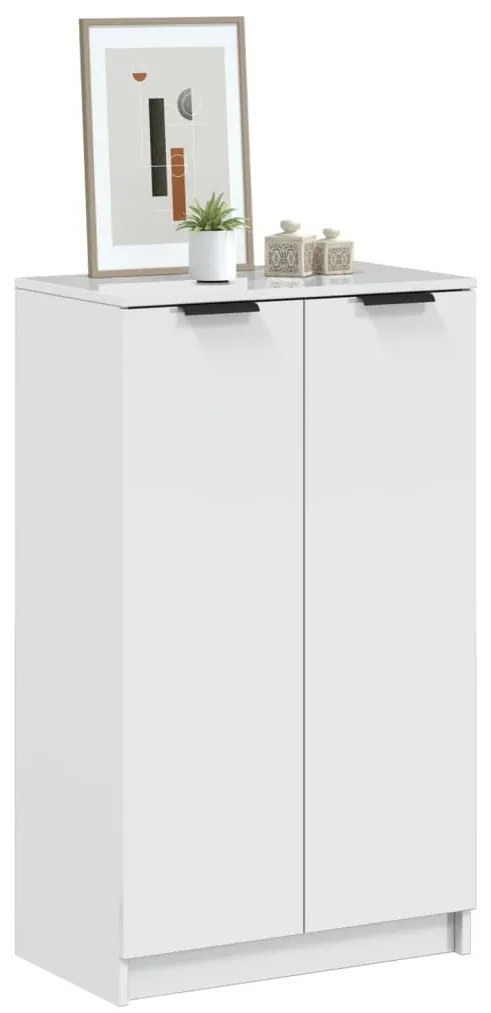 811445 vidaXL Шкаф за обувки, бял гланц, 59x35x100 см, инженерно дърво