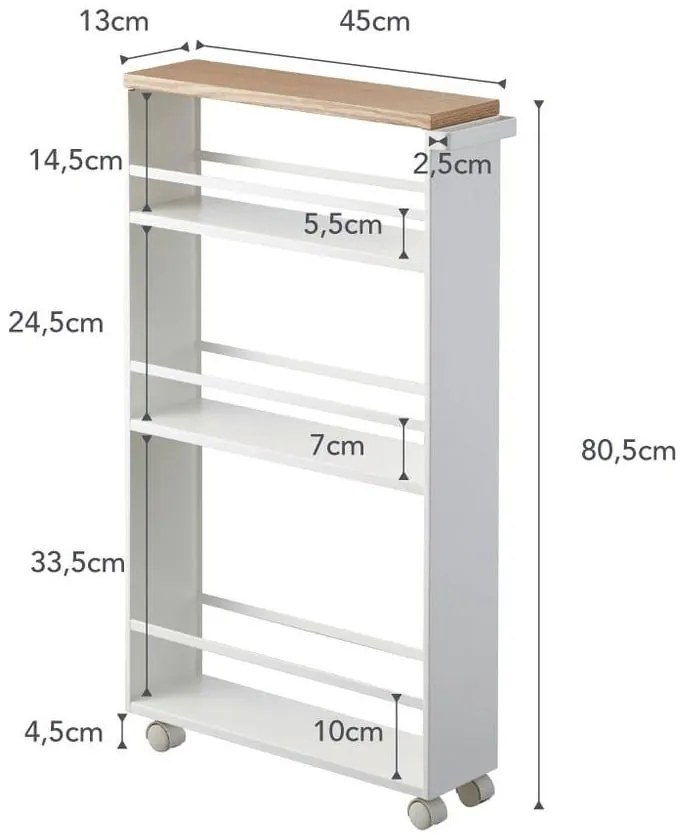 Бял метален рафт за баня 47,5x81 cm Tower – YAMAZAKI