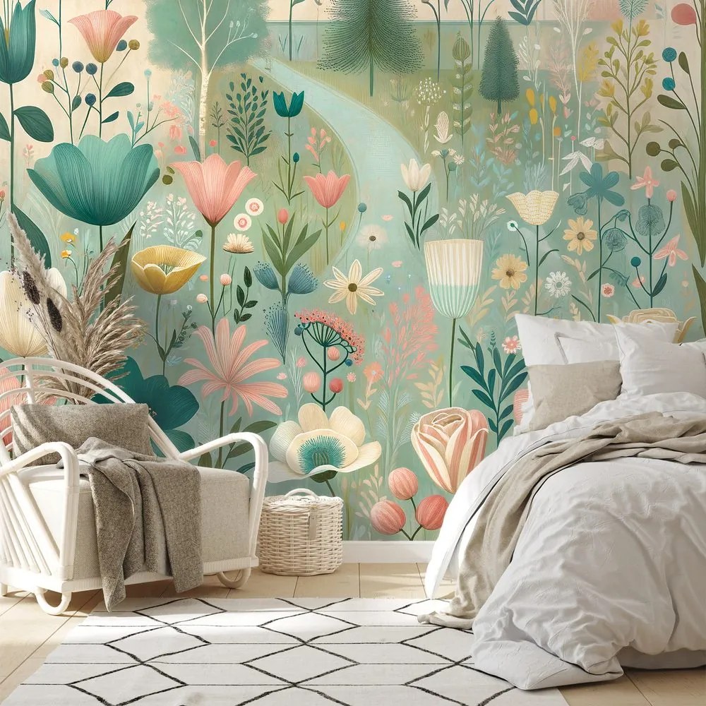 Тапет – Пастелна цветна поляна