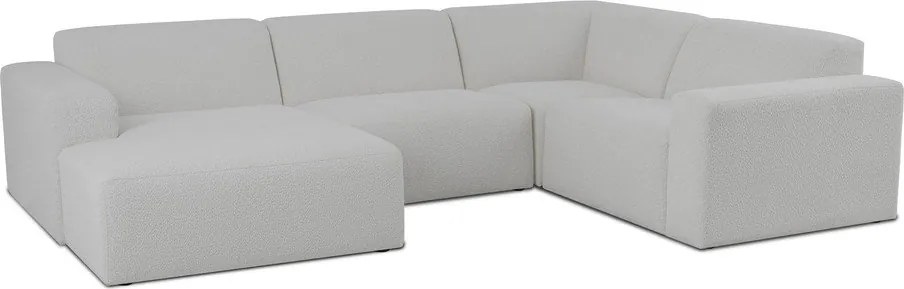 Бял ъглов диван от букле ("U" форма) Roxy – Scandic