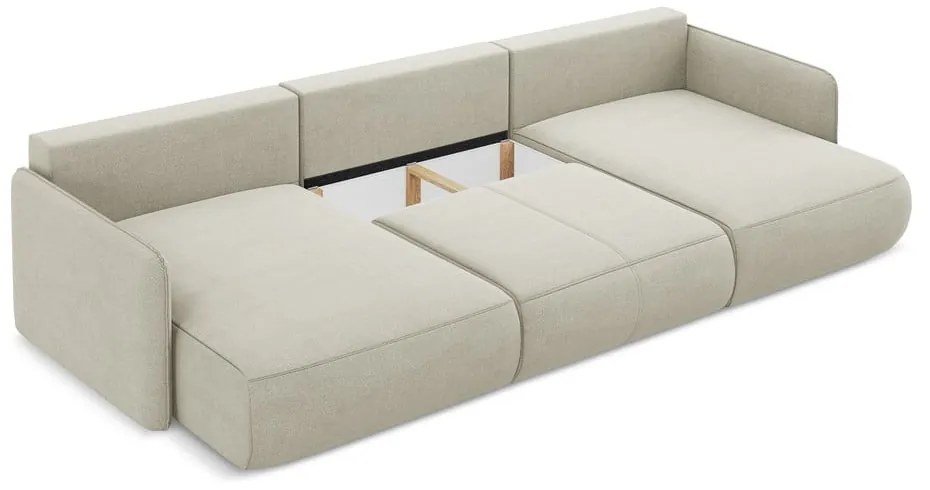 Кремав разтегателен ъглов диван с място за съхранение Nanea – Makamii