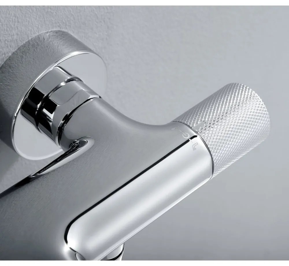 Стенна батерия за вана в лъскаво-сребрист цвят (2 изхода) Solaris – Sapho