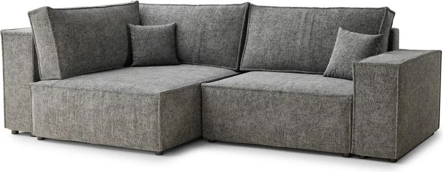 Сив шенилов сгъваем/с място за съхранение ъглов диван (ляв ъгъл/L форма) Tonga – Maison de Rêve