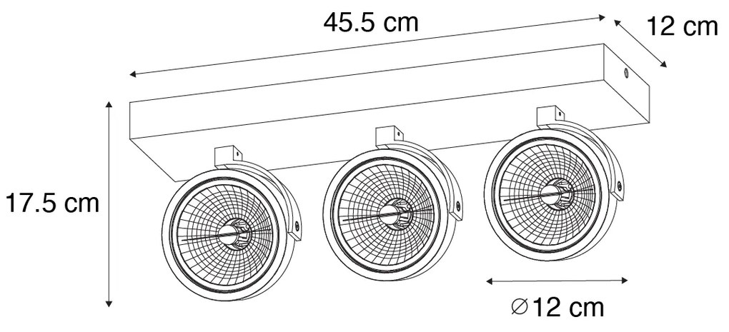 Дизайнерски прожектор тъмно бронз 3-светлина въртящ се и наклоняем - Go