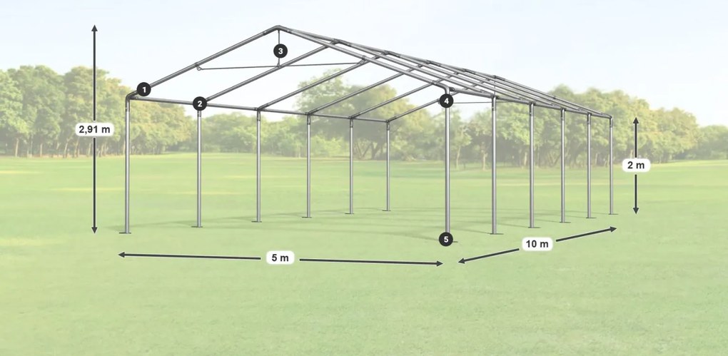 Парти шатрата 5x10x2m Comfort PE 240g с мрежа против комари Лято