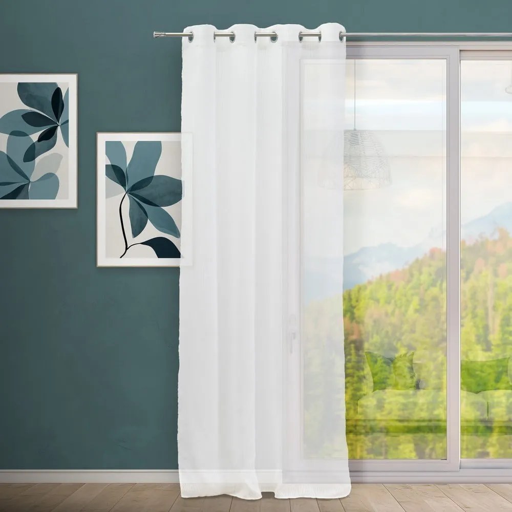 Бяла завеса със смес от лен 140x260 cm Fifties – Casa Selección