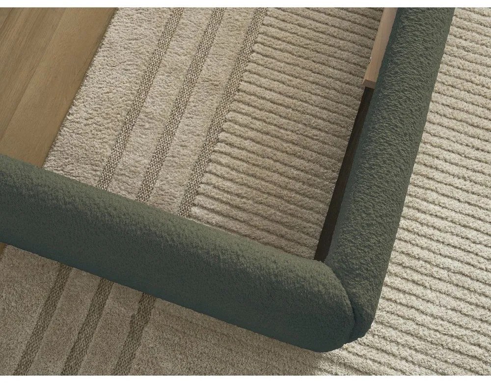 Тъмнозелено тапицирано двойно легло без табла с място за съхранение и включена подматрачна рамка 160x200 cm Inera – Bobochic Paris