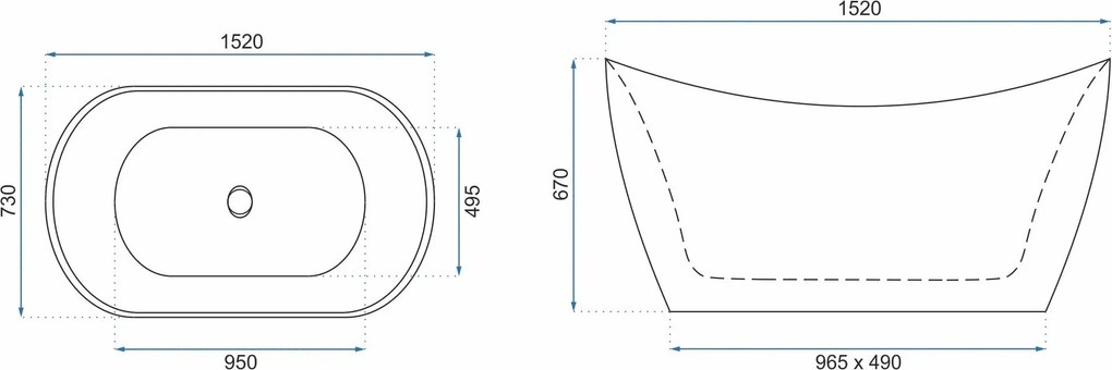 Свободностояща акрилна Вана Rea Ferrano Slim 150