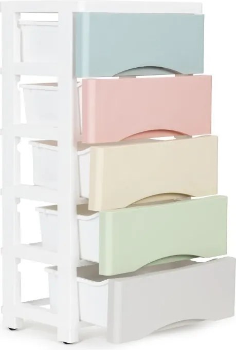 Рафт с 5 чекмеджета в пастелни цветове