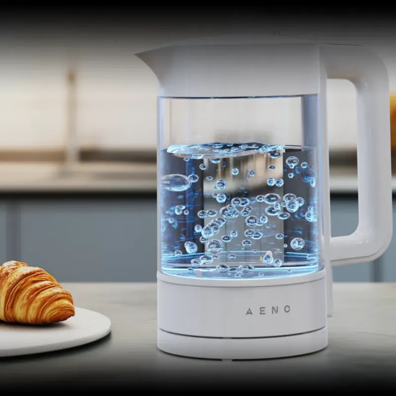 Електрическа кана за вода AENO AEK0005, 2200W, 1.7 л, 40-100°C, 360° основа, STRIX, LED дисплей, Филтър, Бял