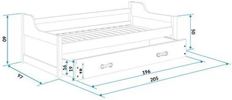 Диван - легло David-Natural - Синьо-200 x 90
