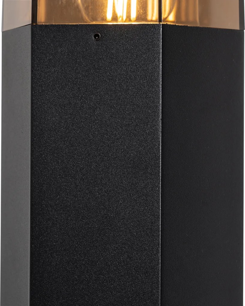 Външна подова лампа черна с димен абажур шестоъгълник 30 см - Denmark