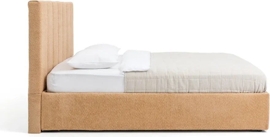 Тапицирано двойно легло с място за съхранение с матрак и решетка 180x200 cm в цвят горчица Thessa Bold Line - Bonami Selection