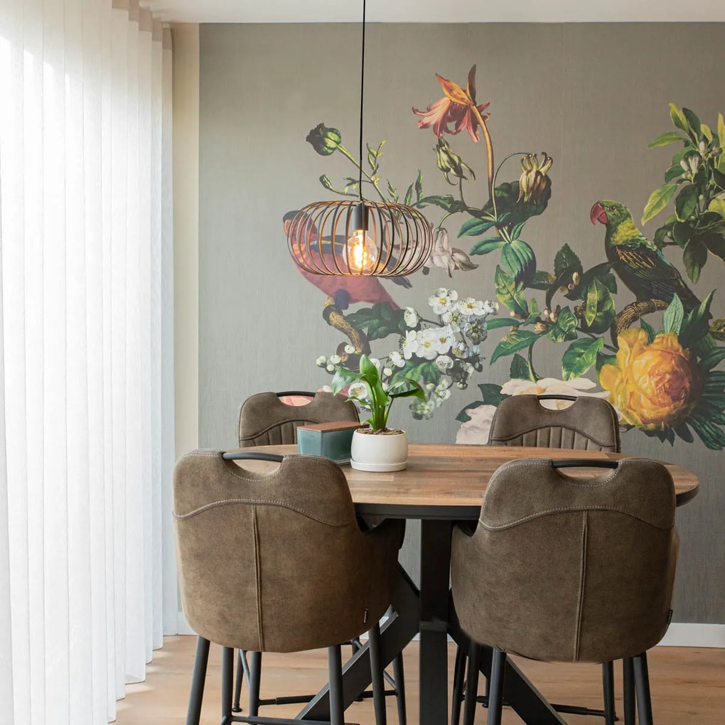 Дизайнерска висяща лампа черна тел 39 см - Johanna