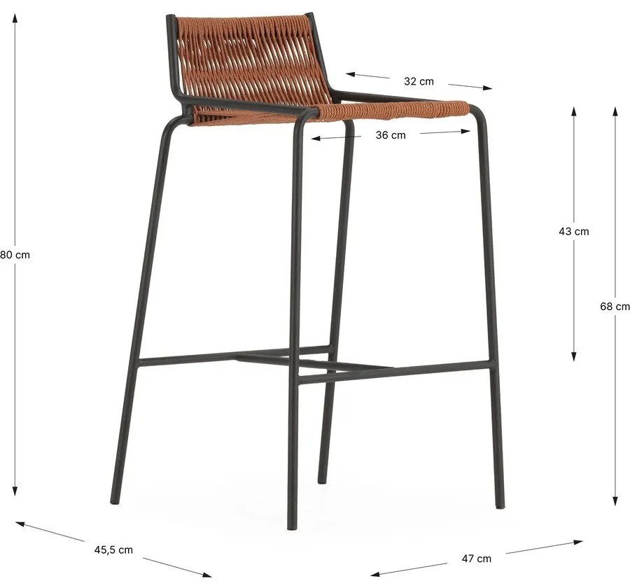 Теракотен метален бар стол (височина на седалката 65 cm) Emily – Marckeric
