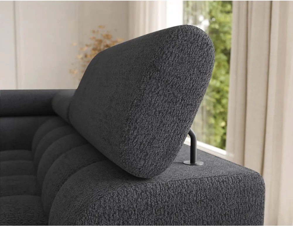 Тъмносив разтегателен ъглов диван от букле (десен ъгъл U форма) Feraria – ELTAP