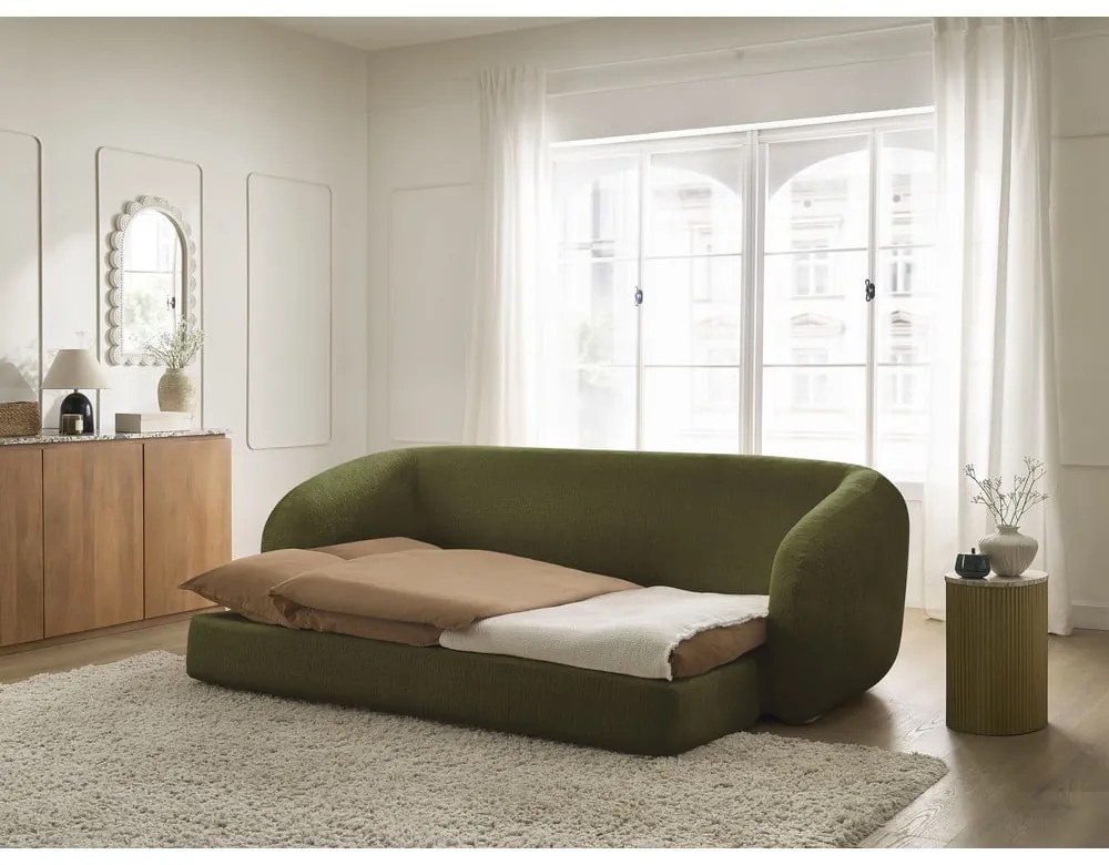 Зелен шенилов сгъваем диван 228 cm Neyo – Bobochic Paris