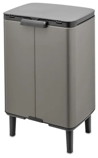 Кош за боклук Brabantia Bo Small Hi 1006648, 12 л, Плавно и безшумно отваряне, Противоплъзгаща основа, Сив