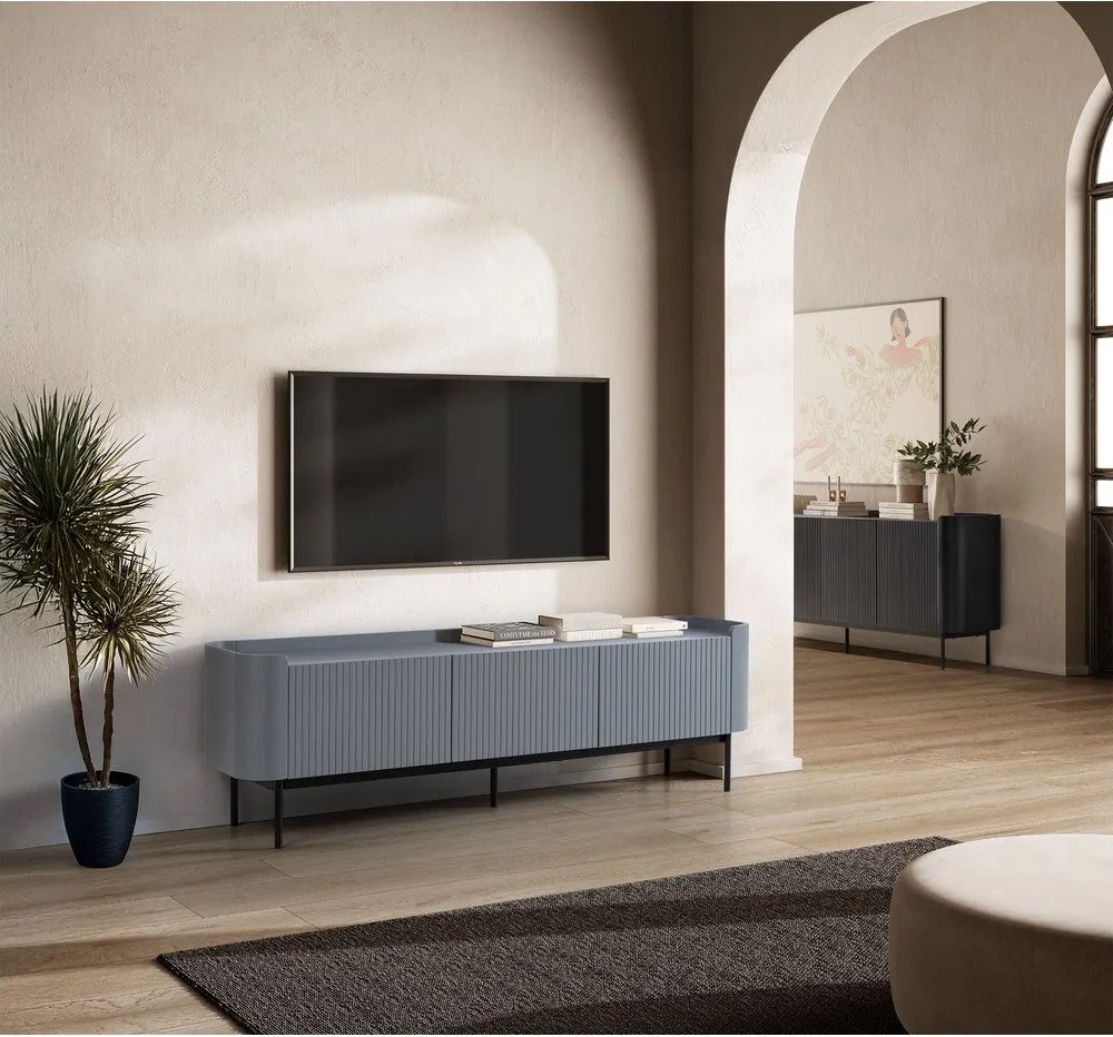 Сиво-синя маса за телевизор 180x55x40 cm Willa – MOME