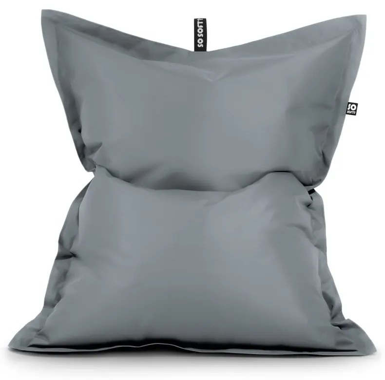 Сив пуф от изкуствена кожа Pad XXL – So Soft?