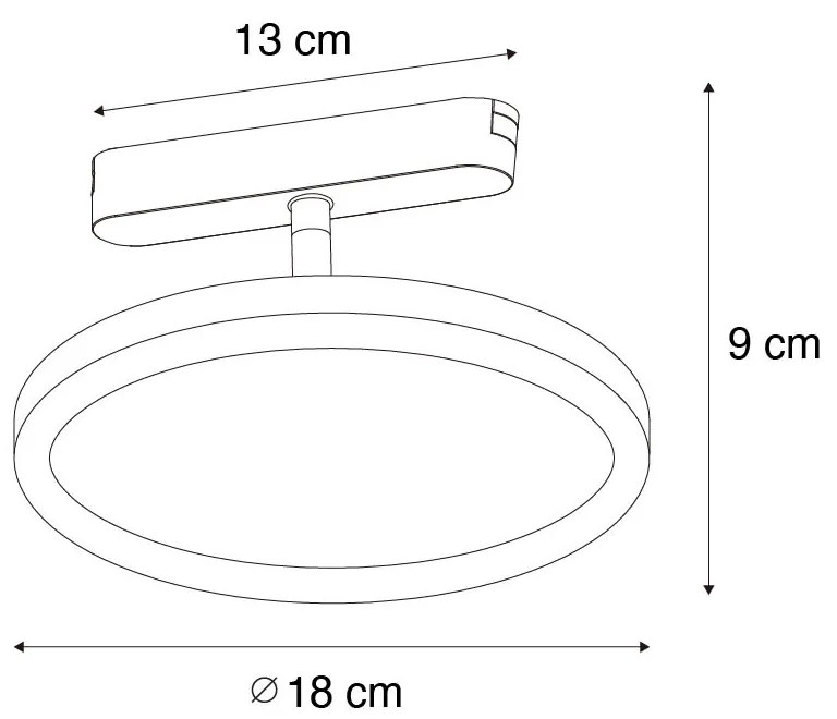 Модерен черен прожектор за 1-фазова релсова система с LED - Magnetic Puk